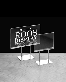 Acrylic Sign Holders on Chrome Base