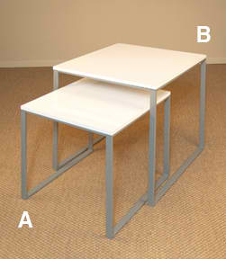 Silver Frame Tables - White Gloss