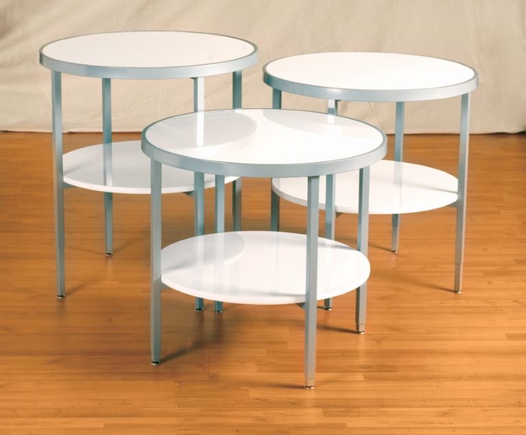 Round Display Tables - White Gloss