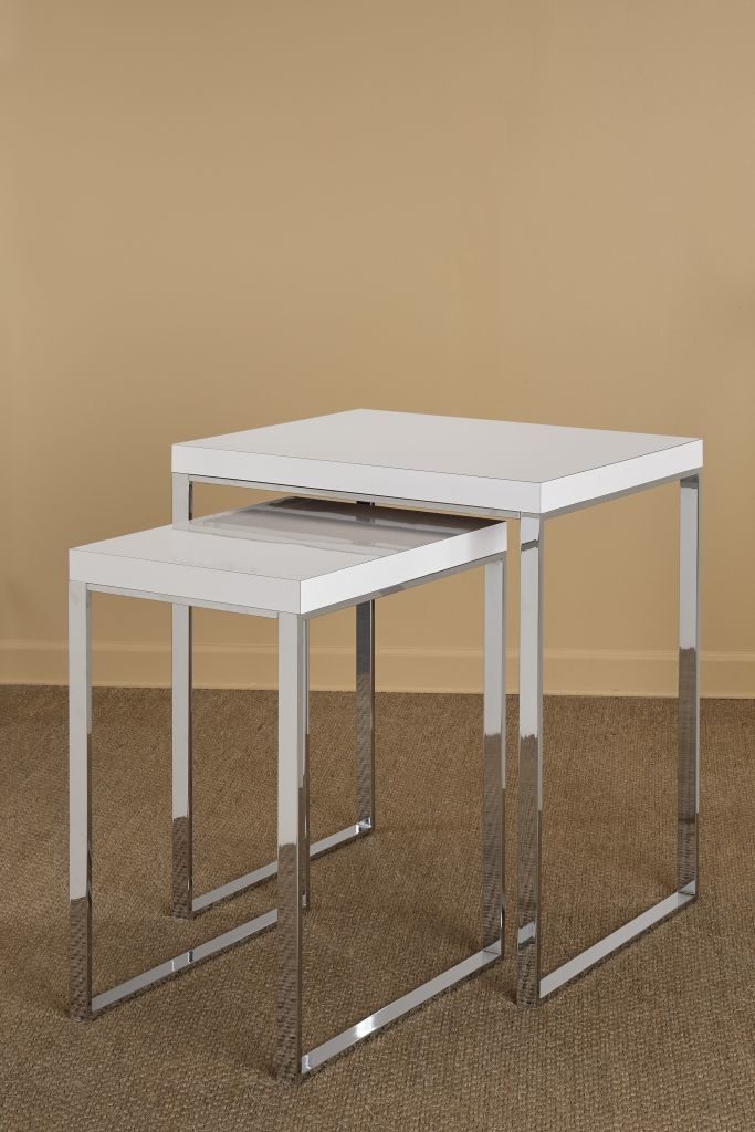 White gloss and chrome clearance nest of tables